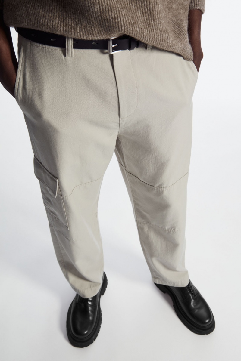 Men's COS Tapered Utility Trousers Grey NZ-10GAVHYDF