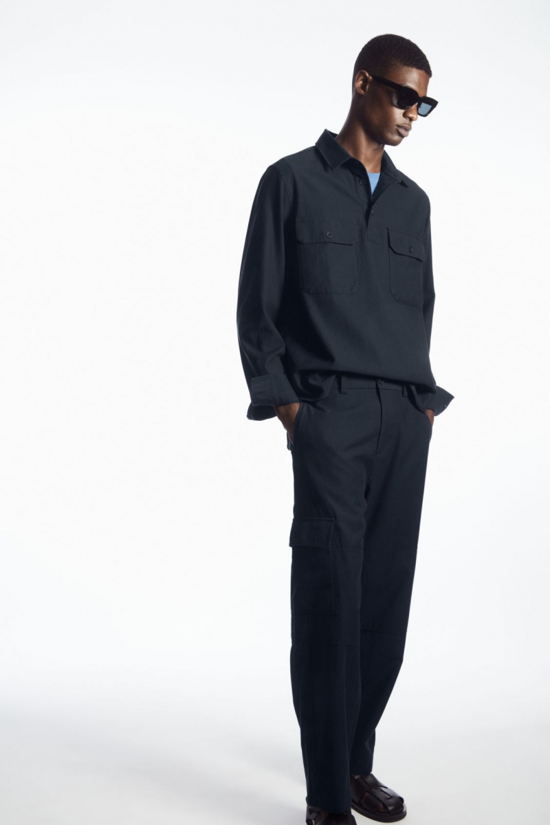 Men's COS Tapered Utility Trousers Navy NZ-09RNGHAMS