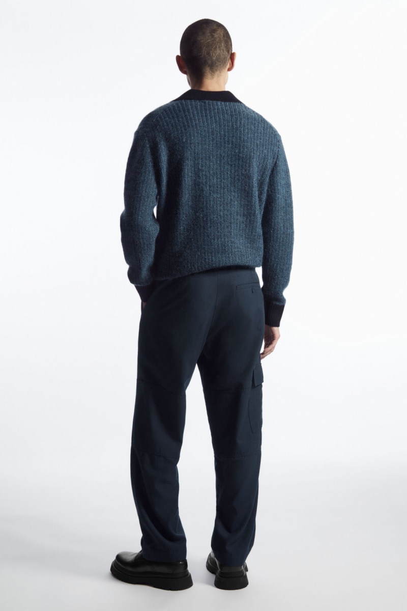 Men's COS Tapered Utility Trousers Navy NZ-09RNGHAMS