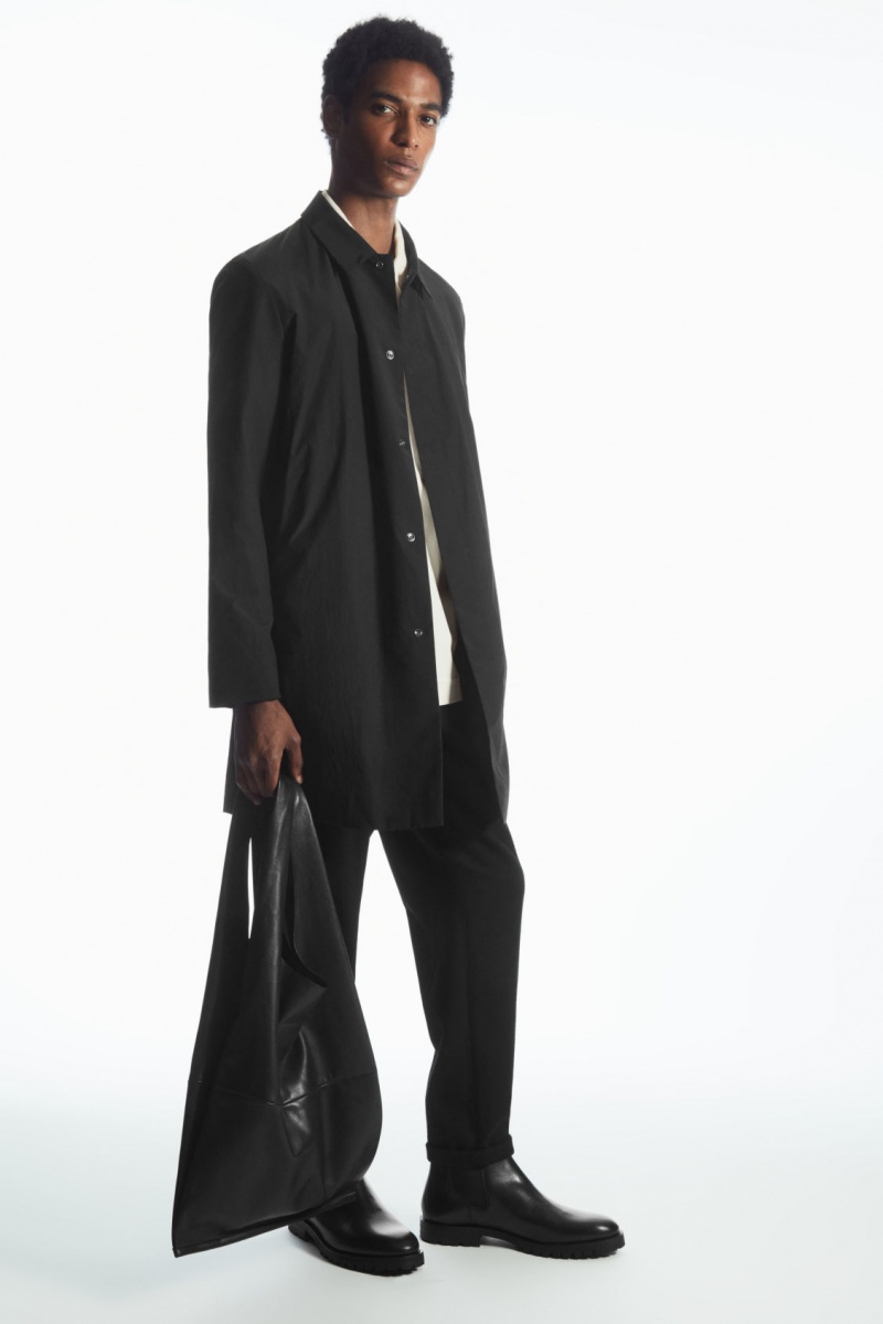 Men's COS Tapered Wool Chino Pants Black NZ-17NHTFRXP