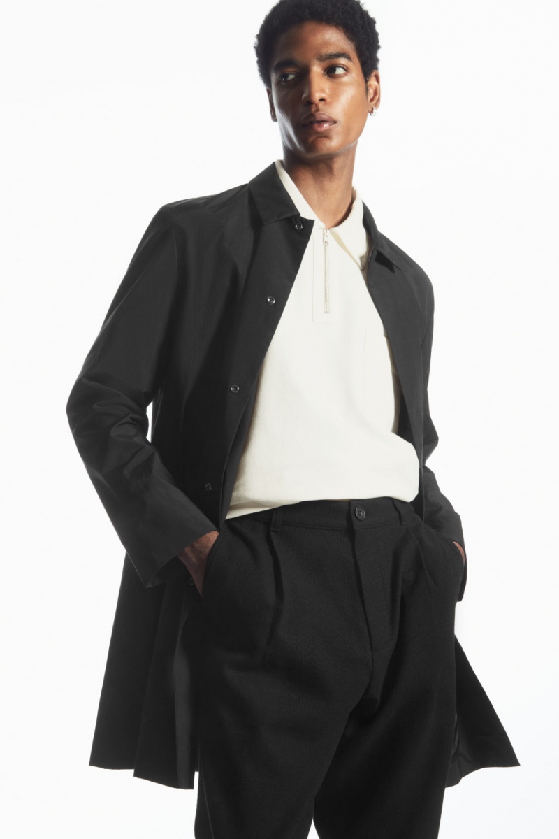 Men's COS Tapered Wool Chino Pants Black NZ-17NHTFRXP