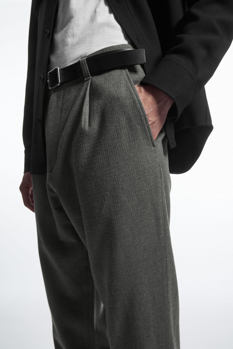 Men's COS Tapered Wool Chino Pants Grey NZ-07FHETQRS