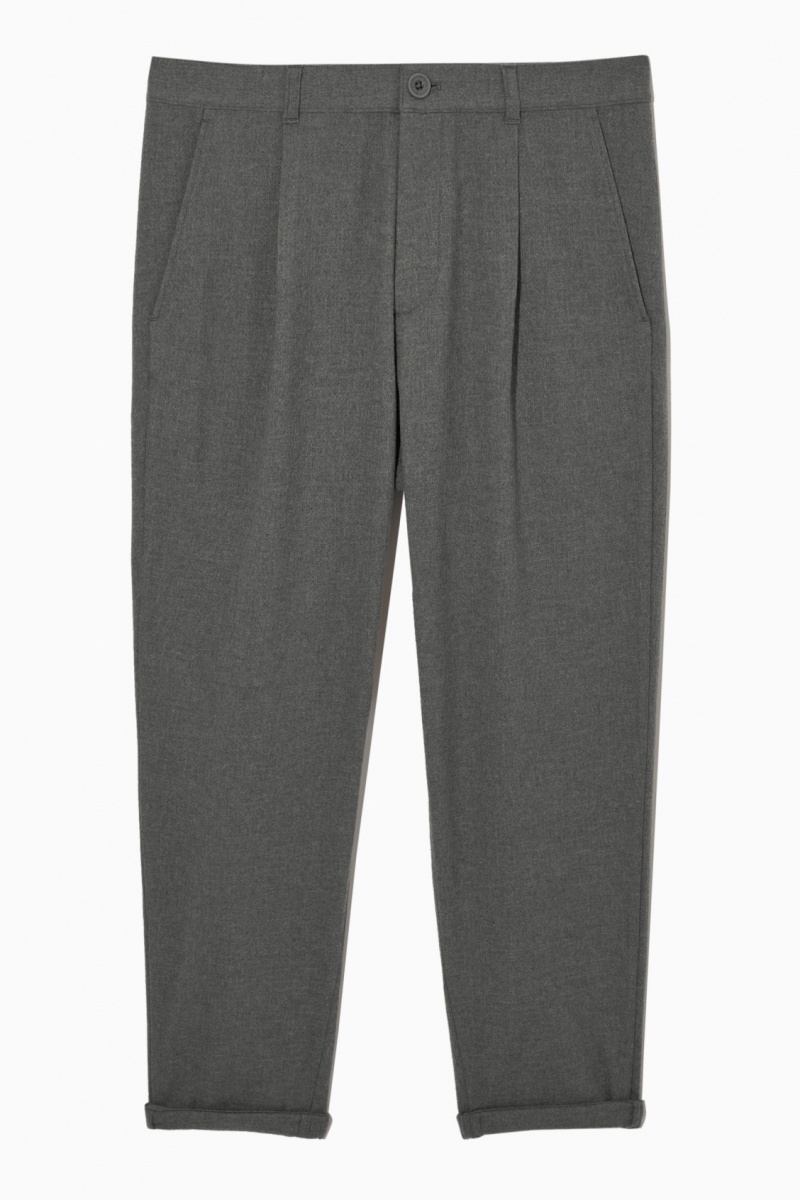 Men's COS Tapered Wool Chino Pants Grey NZ-07FHETQRS