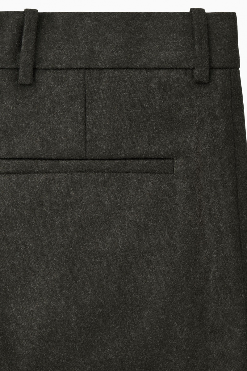 Men's COS Tapered Wool Pants Dark Green NZ-45PTMZOEG