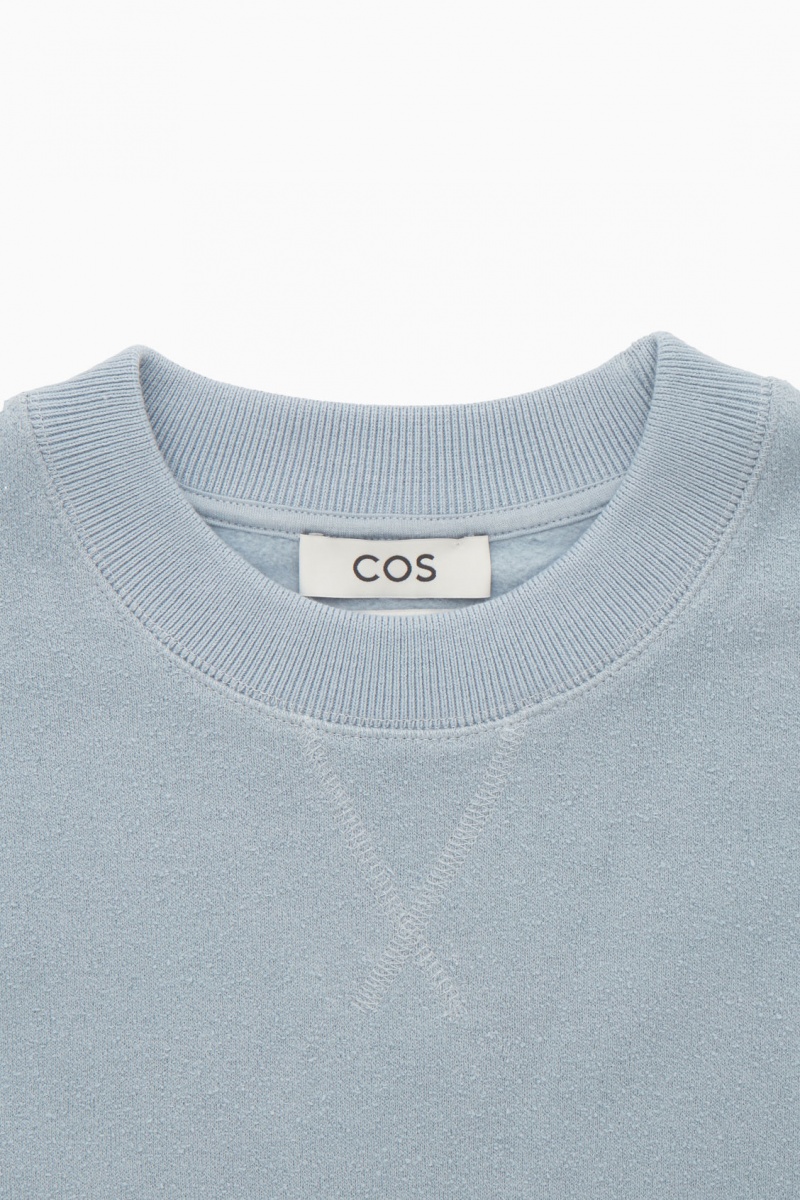 Men's COS Textured-Jersey Sweatshirt Light Blue NZ-59FCJAOTL