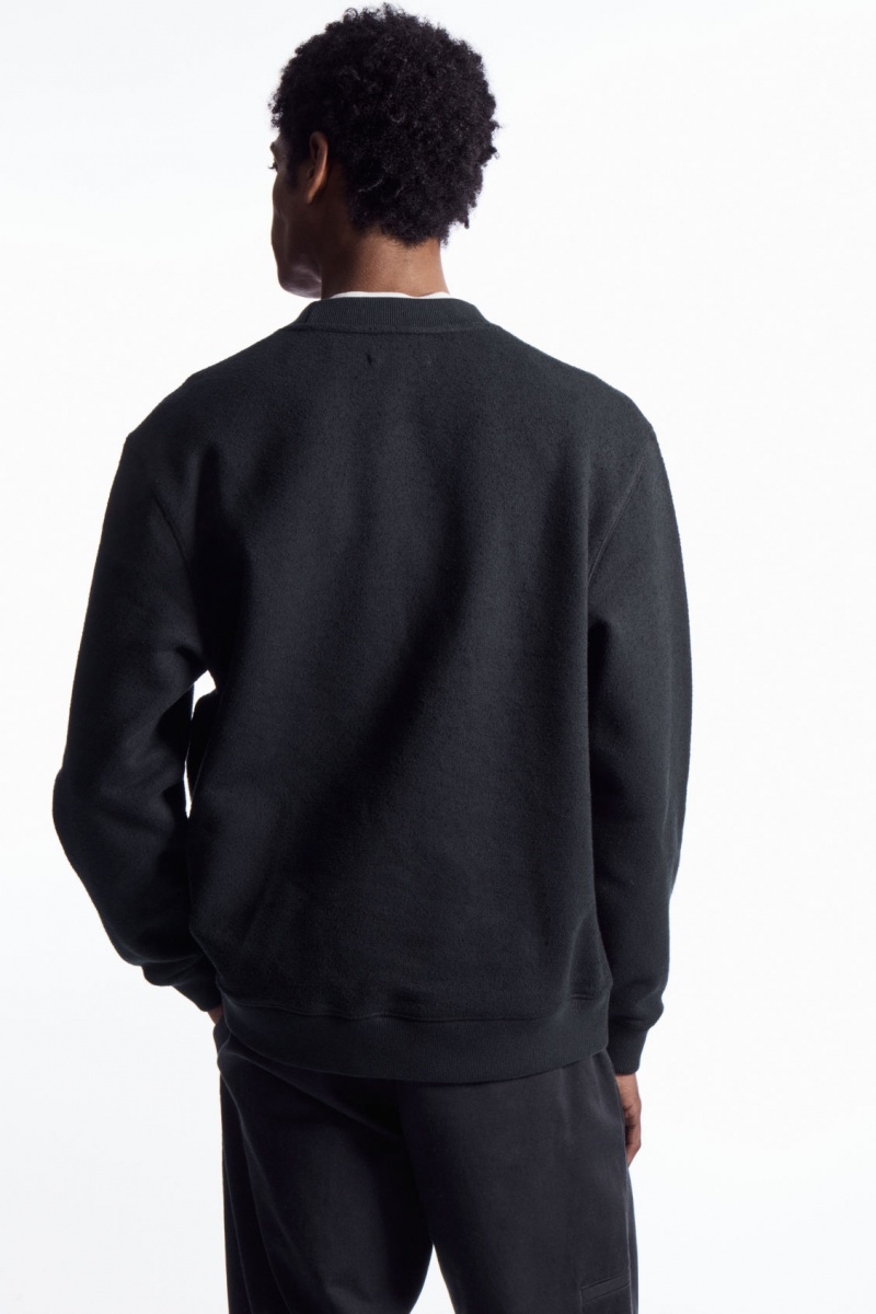 Men's COS Textured-Jersey Sweatshirt Navy NZ-69VNKEQBS