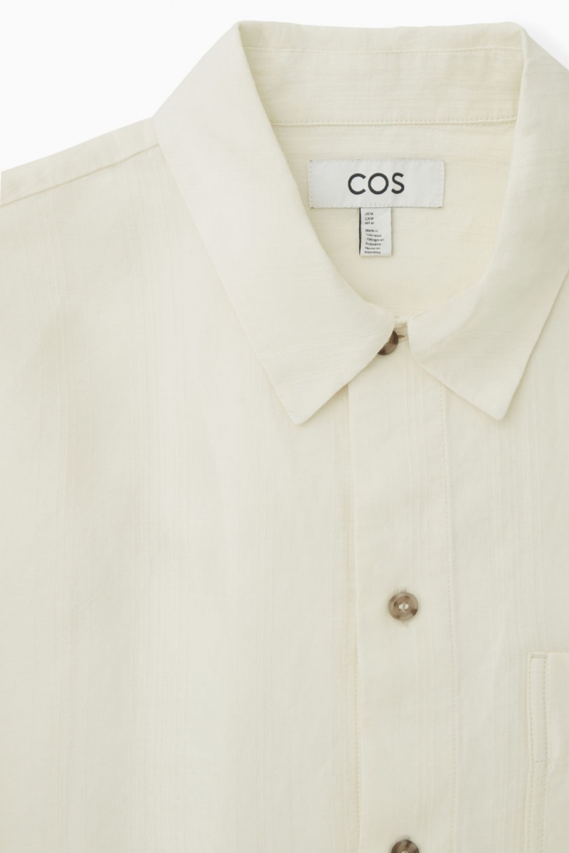 Men's COS Textured Linen-Blend Shirts White NZ-43XZIROQY