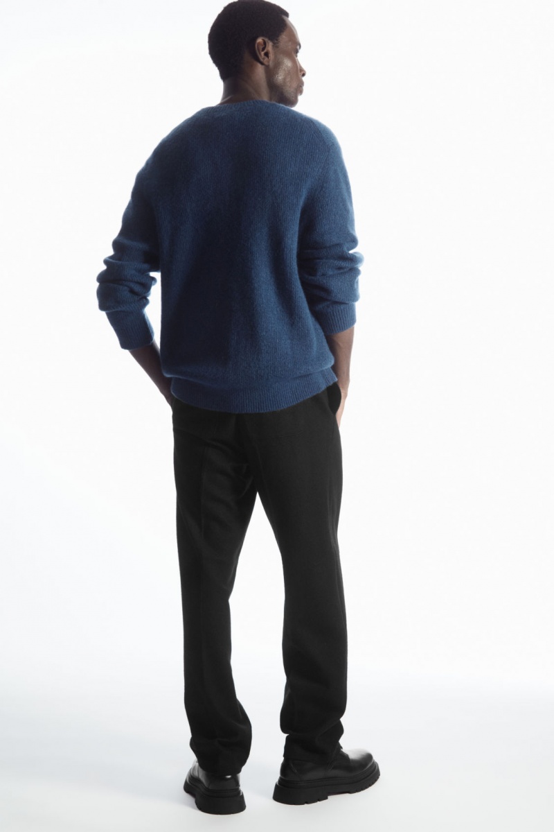 Men's COS Textured Wool-Blend Sweaters Navy NZ-92IAXYDFQ