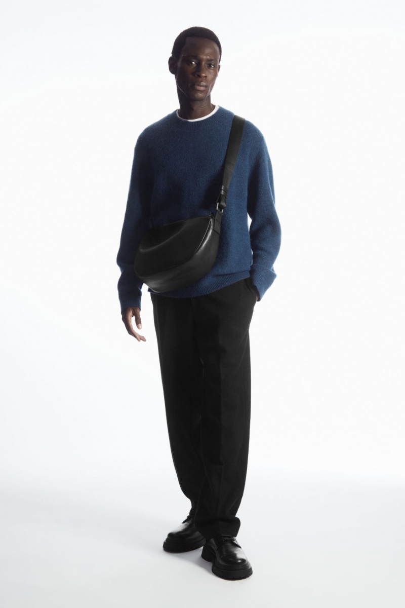 Men's COS Textured Wool-Blend Sweaters Navy NZ-92IAXYDFQ