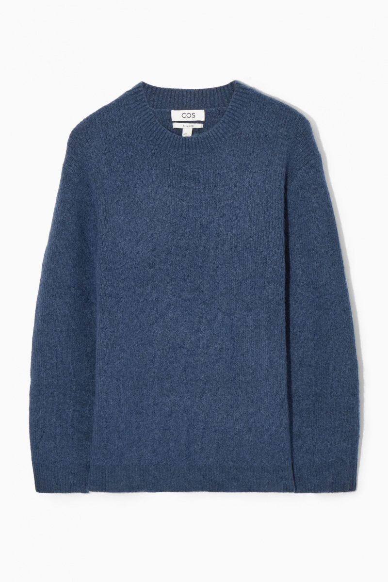 Men's COS Textured Wool-Blend Sweaters Navy NZ-92IAXYDFQ