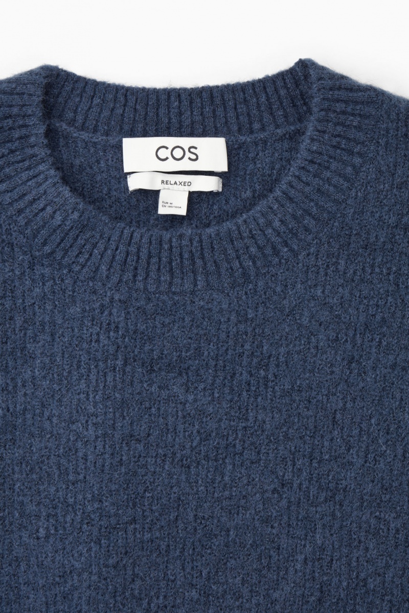 Men's COS Textured Wool-Blend Sweaters Navy NZ-92IAXYDFQ