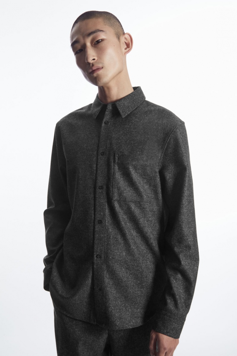 Men's COS Textured Wool-Jacquard Shirts Grey / White NZ-31EJAYFWT