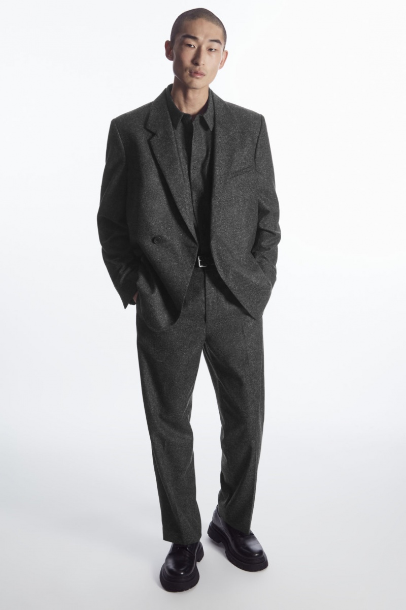 Men's COS Textured Wool-Jacquard Shirts Grey / White NZ-31EJAYFWT