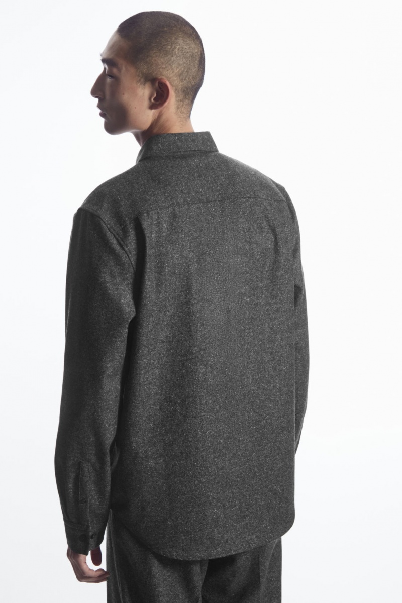 Men's COS Textured Wool-Jacquard Shirts Grey / White NZ-31EJAYFWT