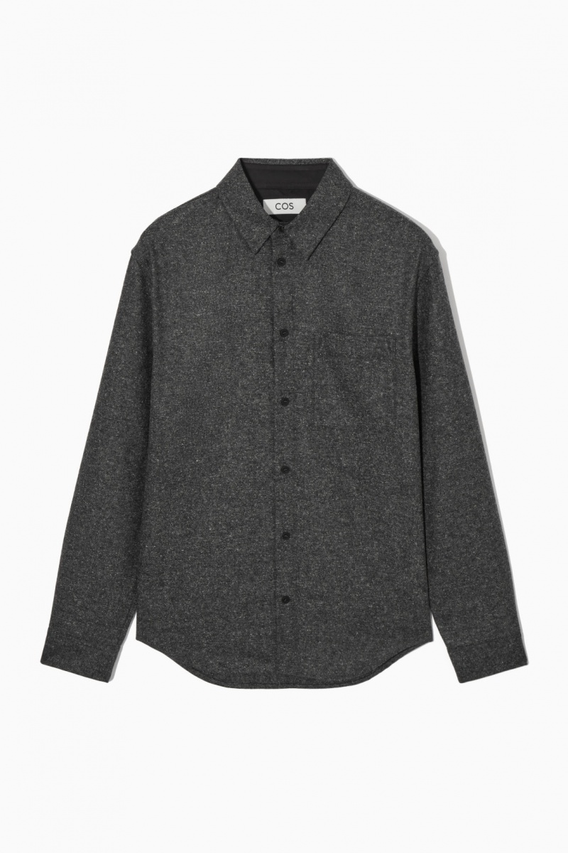 Men's COS Textured Wool-Jacquard Shirts Grey / White NZ-31EJAYFWT
