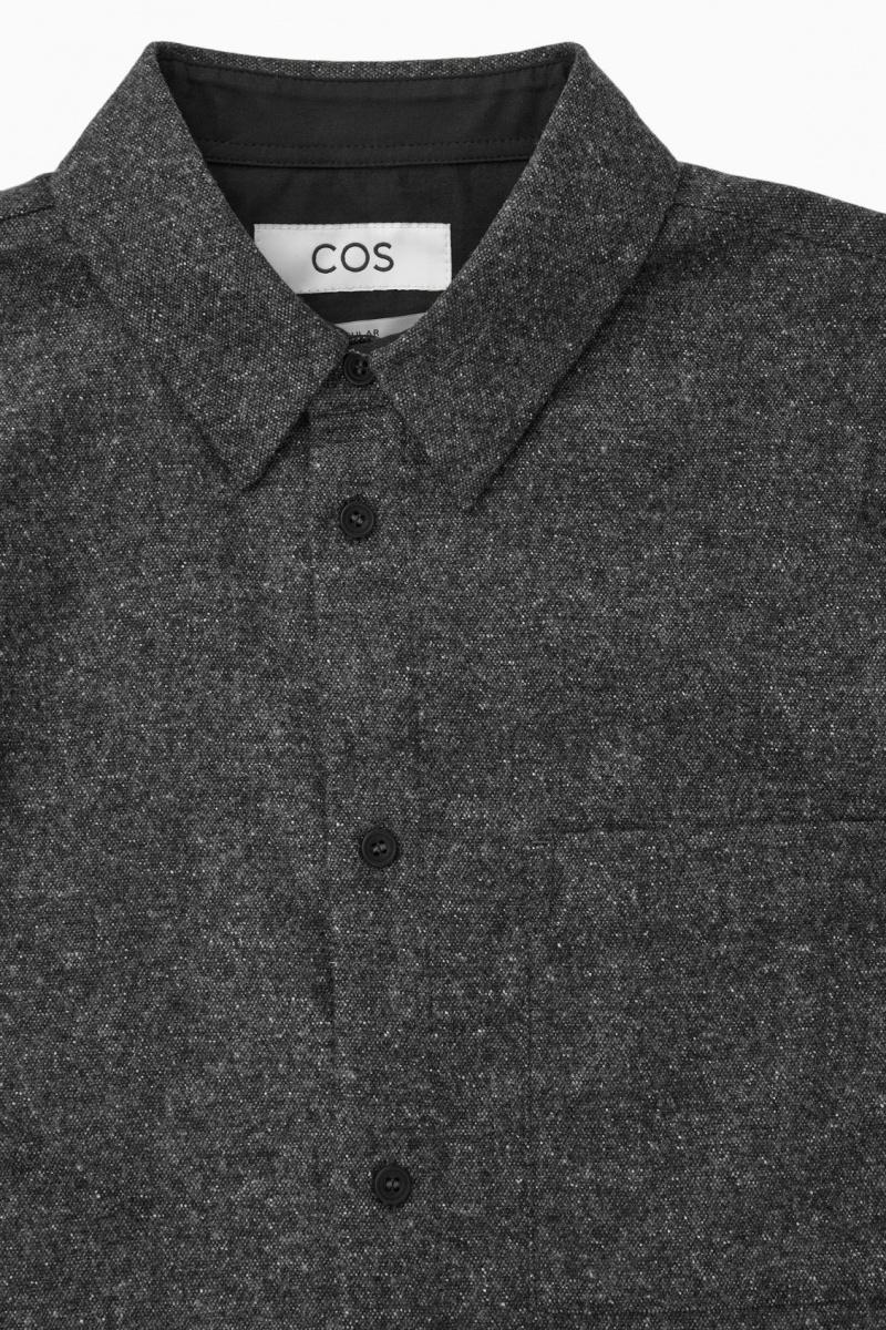 Men's COS Textured Wool-Jacquard Shirts Grey / White NZ-31EJAYFWT