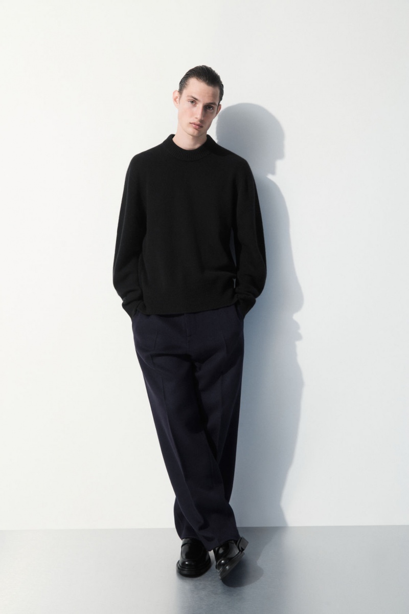 Men's COS The Cashmere Crew-Neck Sweaters Black NZ-40PLEZNCK