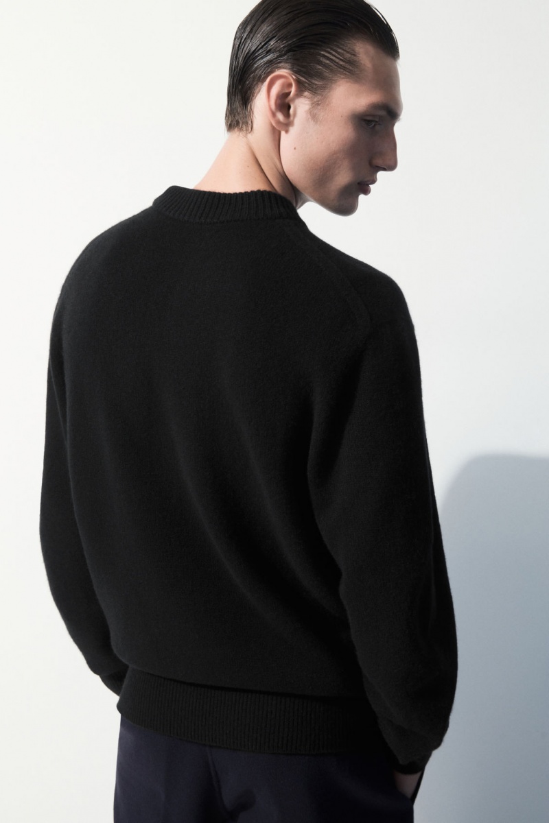 Men's COS The Cashmere Crew-Neck Sweaters Black NZ-40PLEZNCK