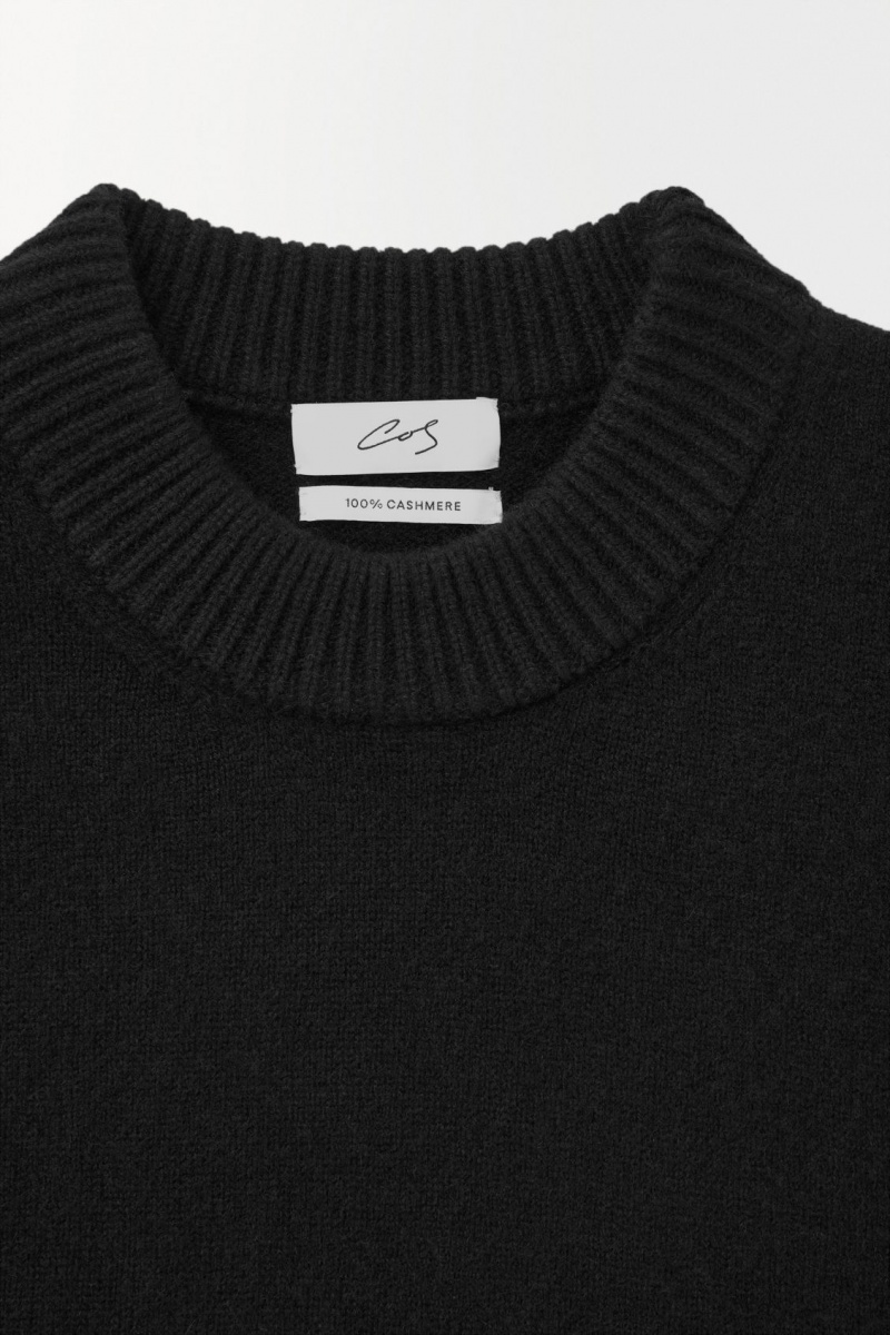 Men's COS The Cashmere Crew-Neck Sweaters Black NZ-40PLEZNCK