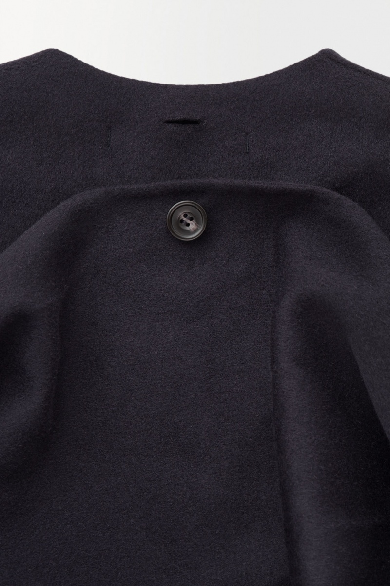 Men's COS The Collarless Wool Jackets Navy NZ-75HBMWZYP