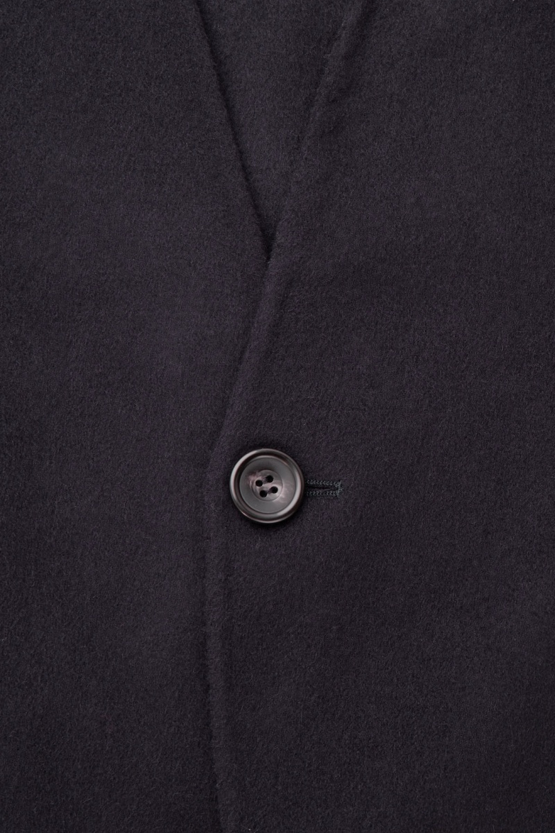 Men's COS The Collarless Wool Jackets Navy NZ-75HBMWZYP