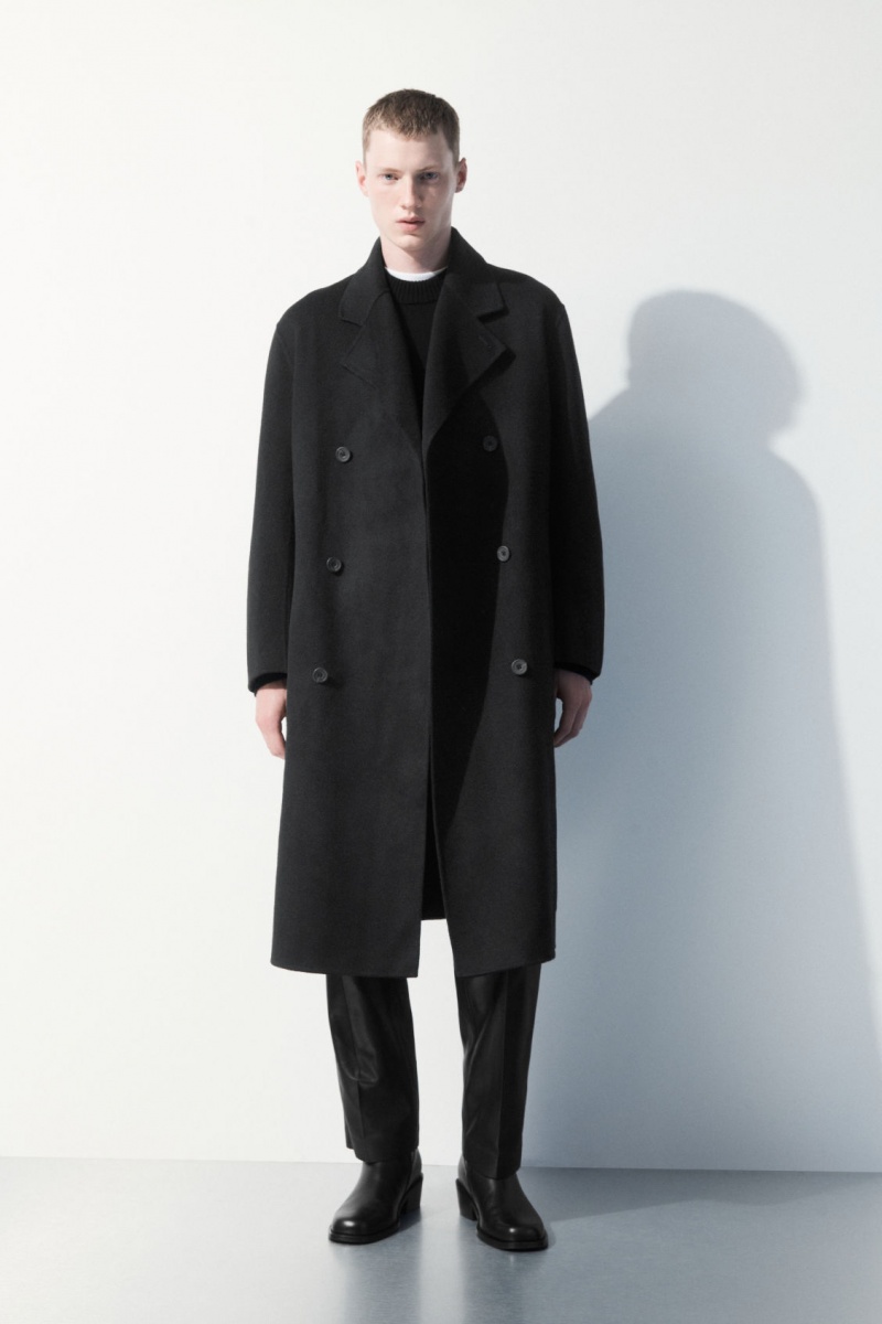 Men's COS The Double-Breasted Wool Coats Black NZ-01DLZMPKC