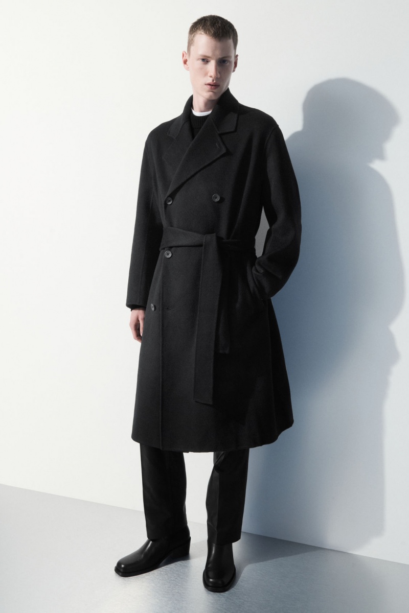 Men's COS The Double-Breasted Wool Coats Black NZ-01DLZMPKC