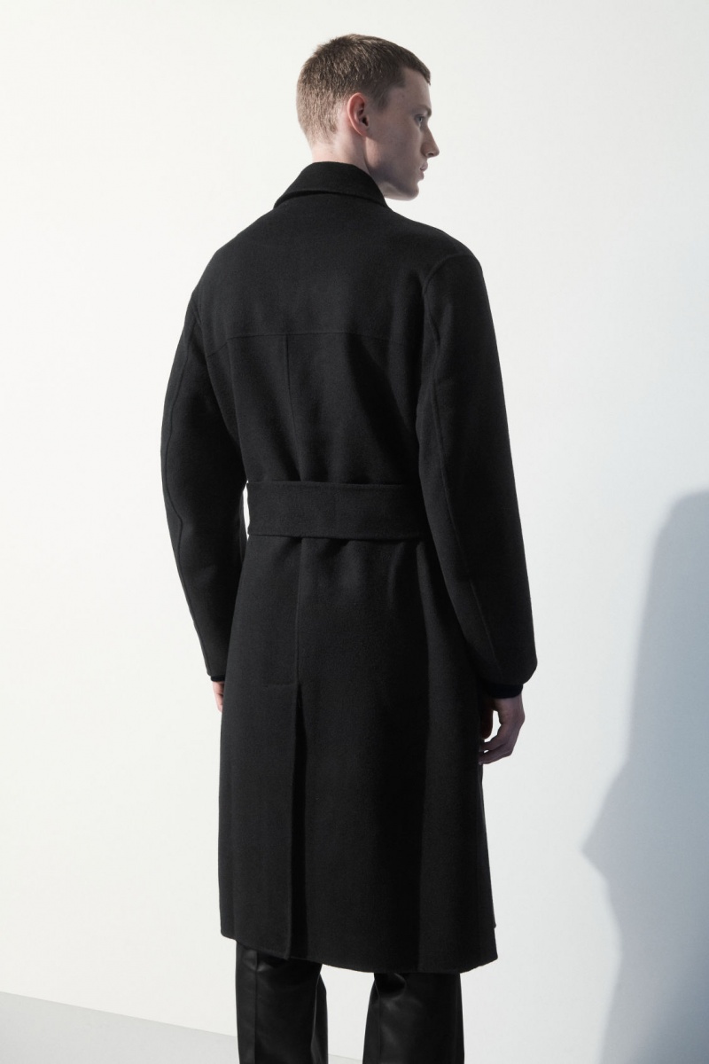 Men's COS The Double-Breasted Wool Coats Black NZ-01DLZMPKC