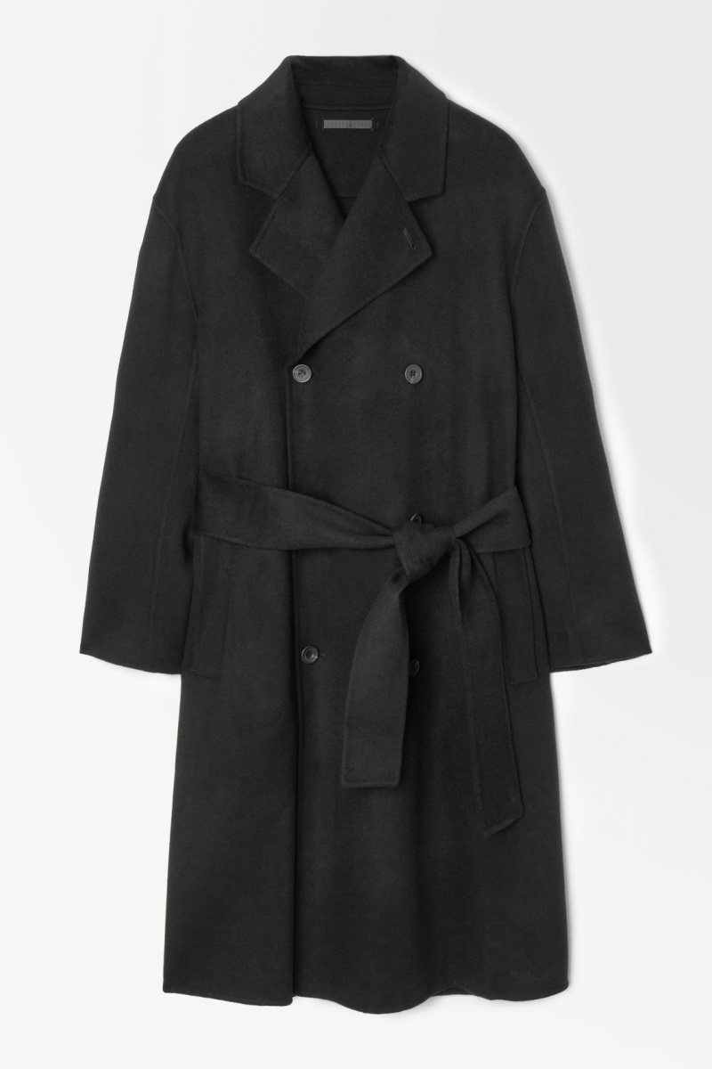 Men's COS The Double-Breasted Wool Coats Black NZ-01DLZMPKC