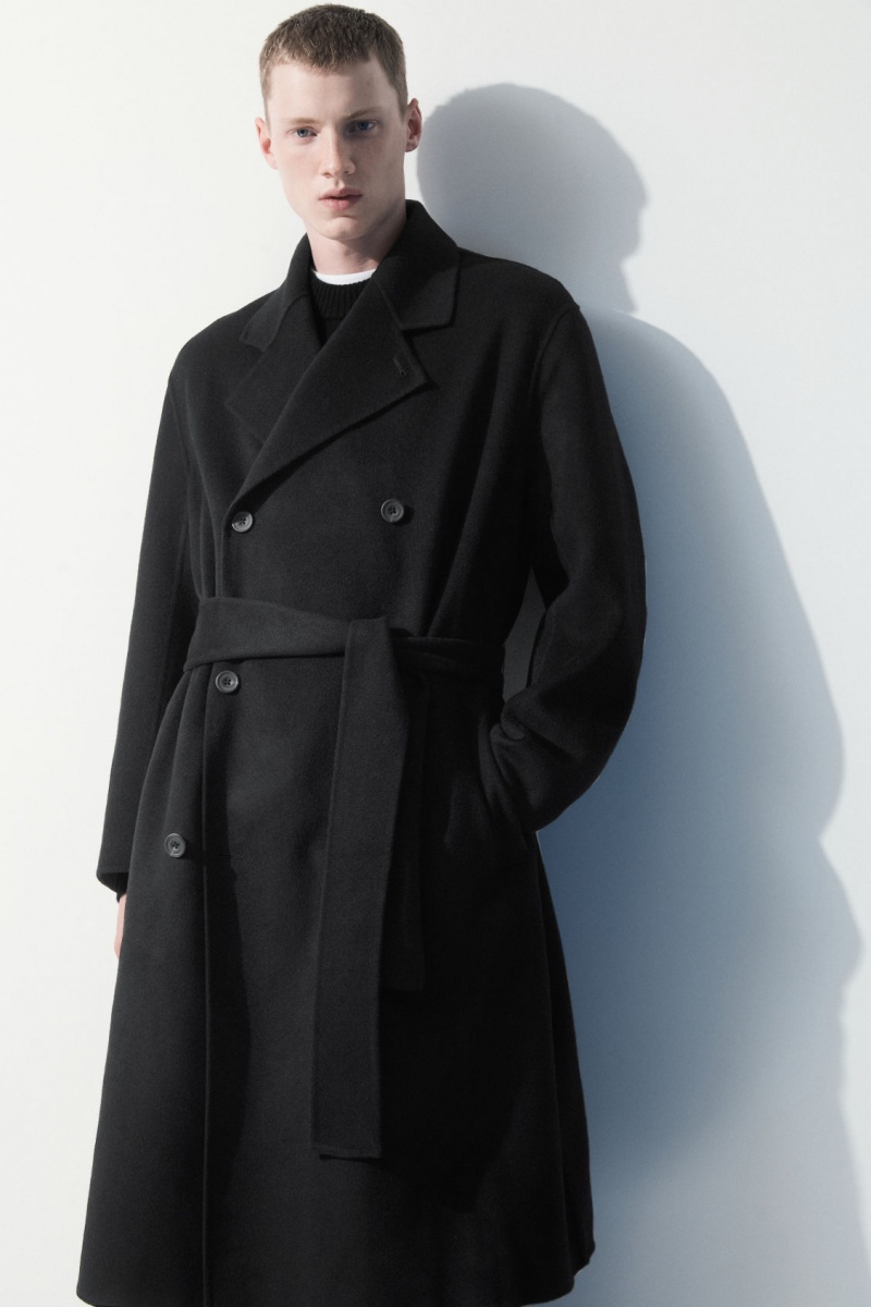 Men\'s COS The Double-Breasted Wool Coats Black NZ-01DLZMPKC