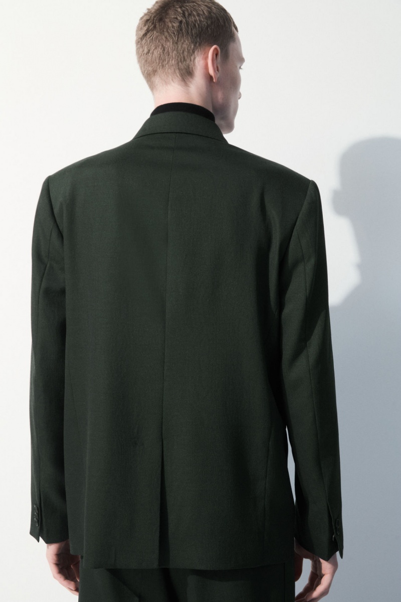 Men's COS The Double-Breasted Wool Tuxedo Jackets Dark Green NZ-68XZEMAWR