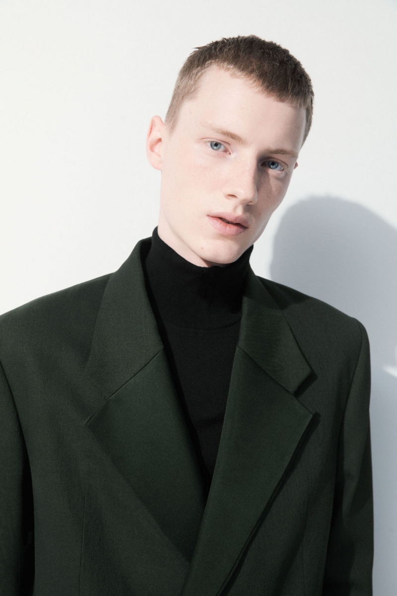 Men's COS The Double-Breasted Wool Tuxedo Jackets Dark Green NZ-68XZEMAWR
