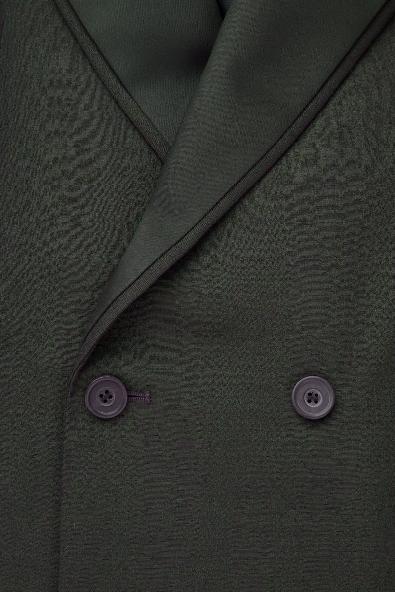 Men's COS The Double-Breasted Wool Tuxedo Jackets Dark Green NZ-68XZEMAWR