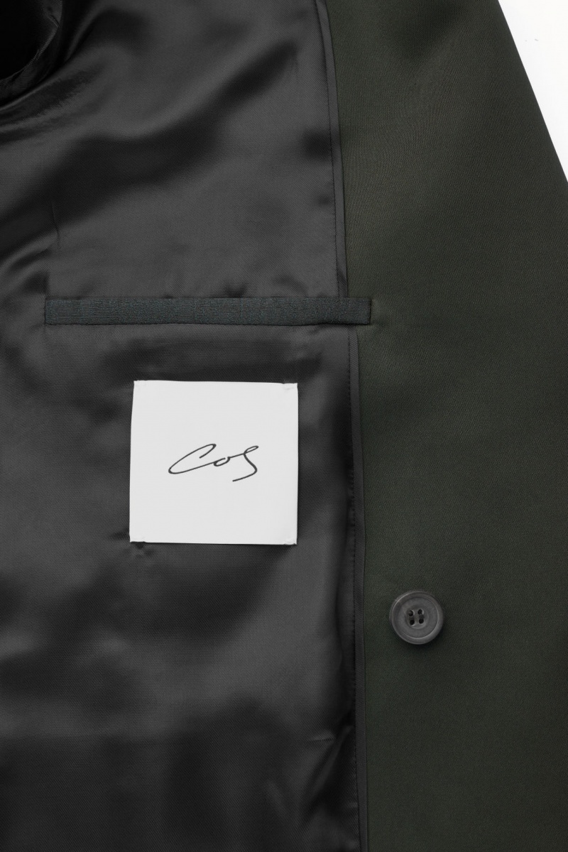 Men's COS The Double-Breasted Wool Tuxedo Jackets Dark Green NZ-68XZEMAWR