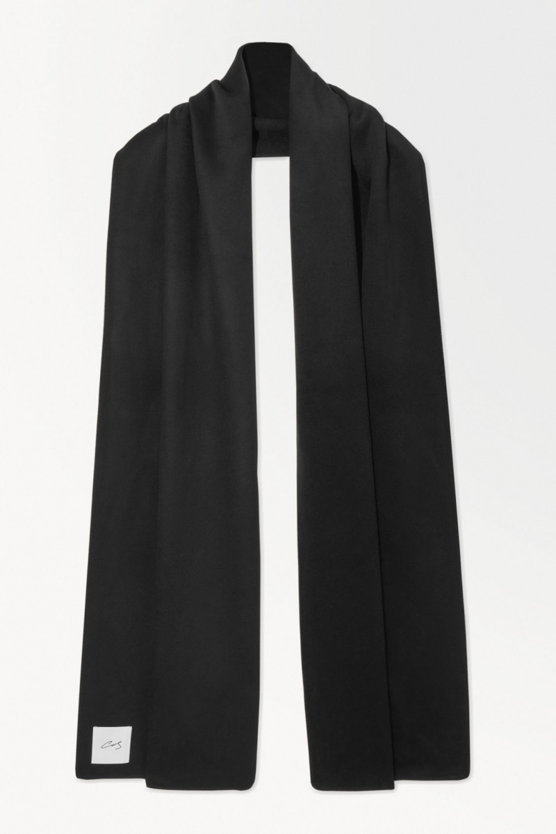 Men's COS The Double-Faced Wool Scarf Black NZ-26WKSGRNA