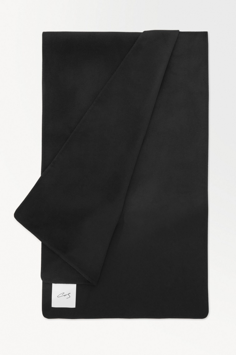 Men's COS The Double-Faced Wool Scarf Black NZ-26WKSGRNA