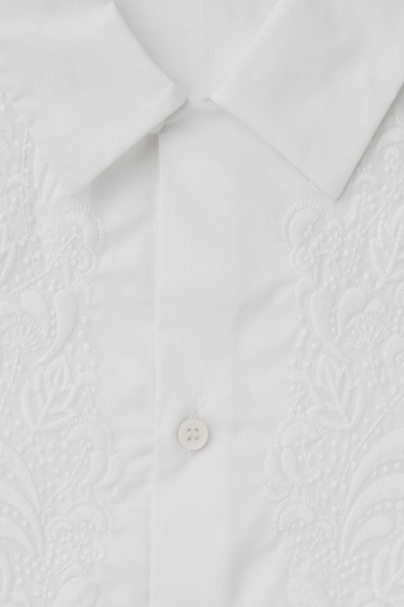 Men's COS The Embroidered Short-Sleeved Shirts White NZ-45HNQZEWY