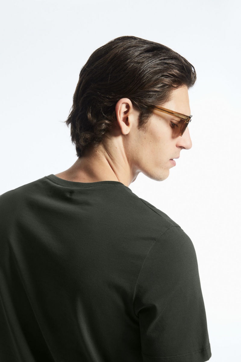 Men's COS The Extra Fine T-Shirt Dark Green NZ-12UDOSKXY