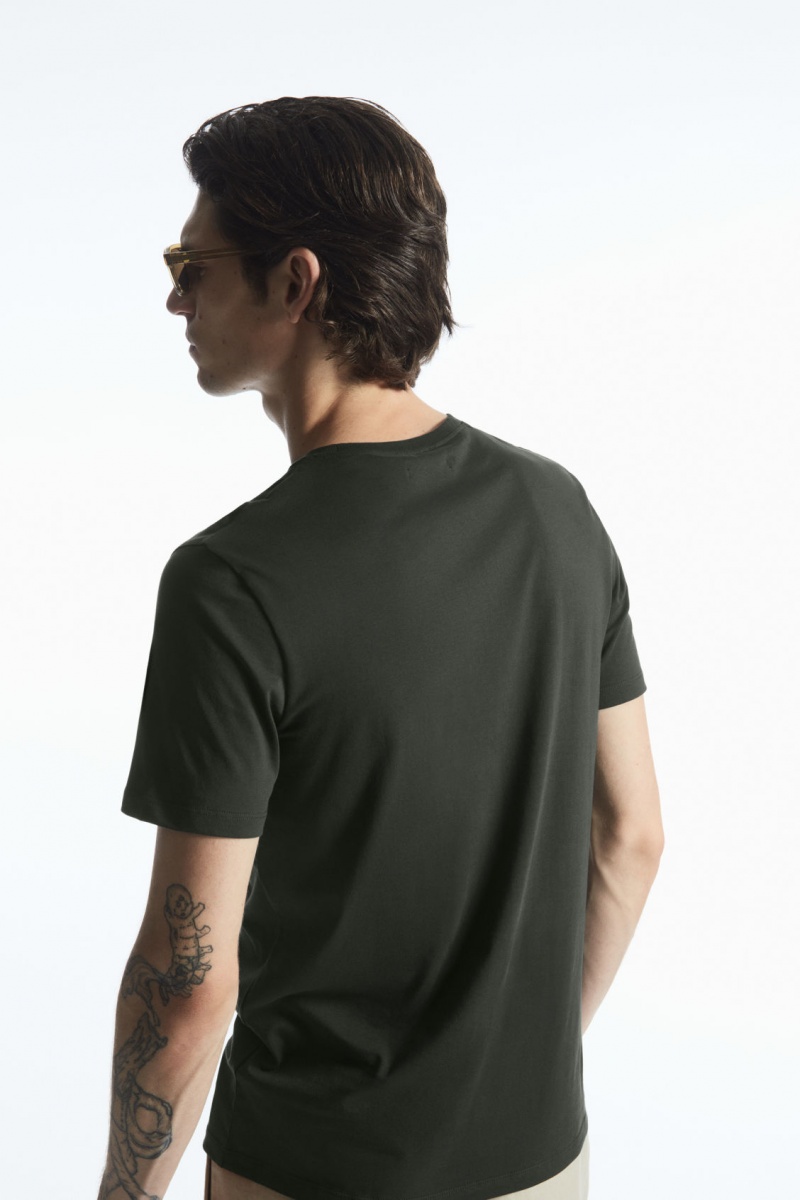 Men's COS The Extra Fine T-Shirt Dark Green NZ-12UDOSKXY