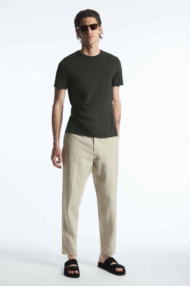 Men's COS The Extra Fine T-Shirt Dark Green NZ-12UDOSKXY