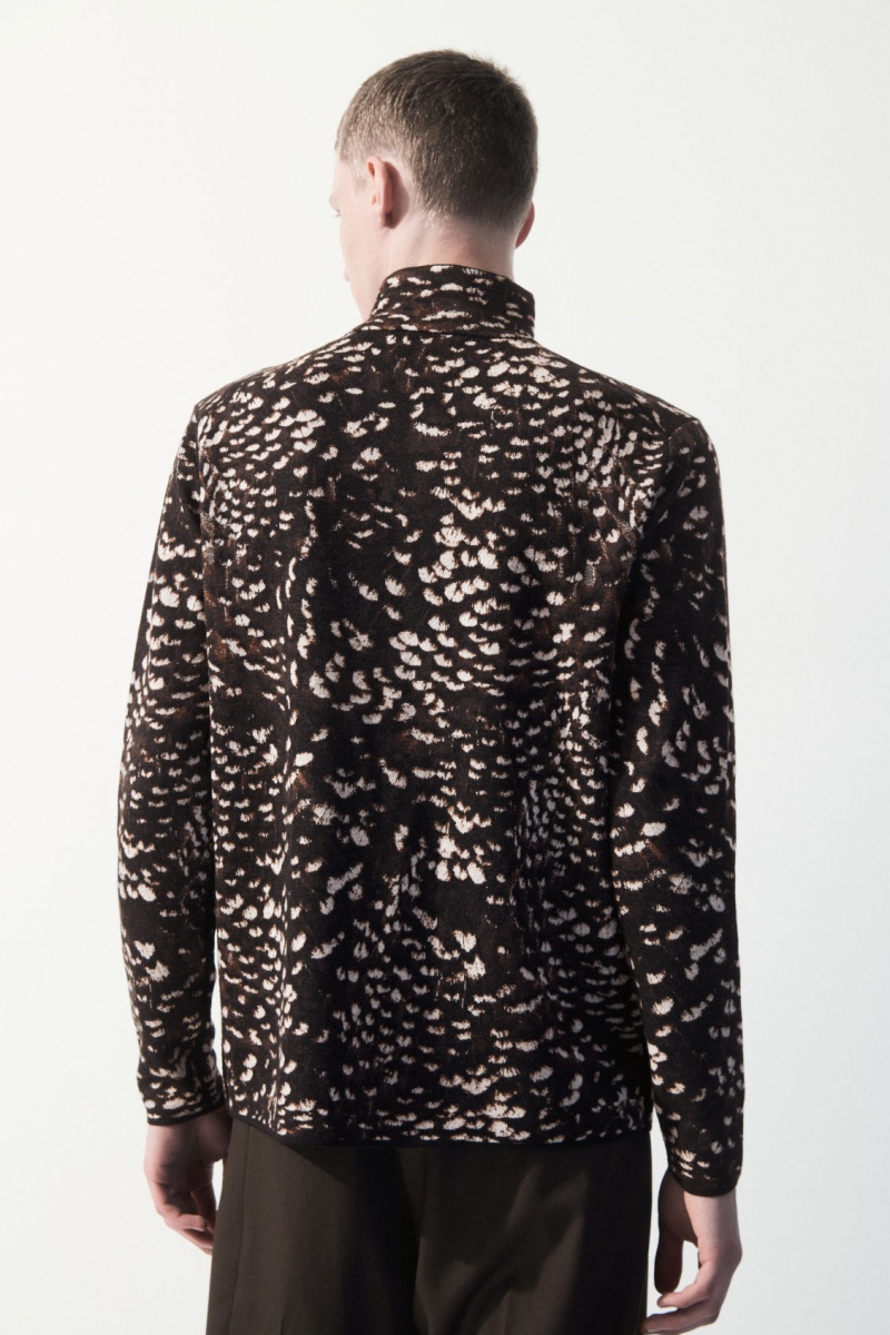 Men's COS The Feather-Jacquard Sweaters Dark Brown NZ-65JFQOMZV