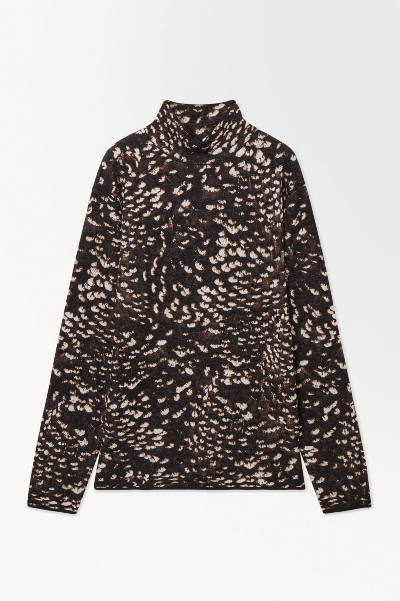 Men's COS The Feather-Jacquard Sweaters Dark Brown NZ-65JFQOMZV