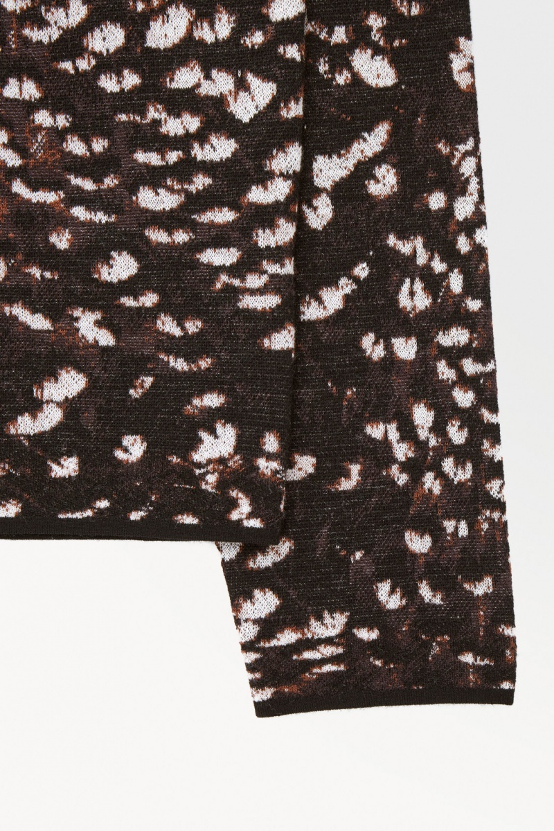 Men's COS The Feather-Jacquard Sweaters Dark Brown NZ-65JFQOMZV