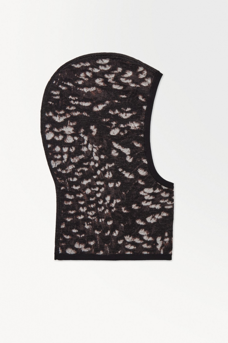 Men's COS The Feather-Print Balaclava Hats Dark Brown NZ-17RAOKQDB