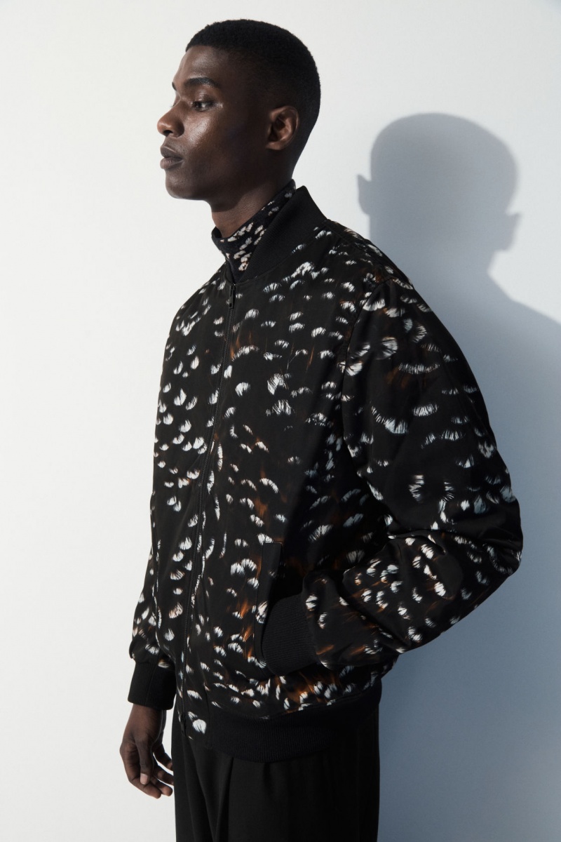 Men's COS The Feather-Print Bomber Jackets Black NZ-68KJDMZBC