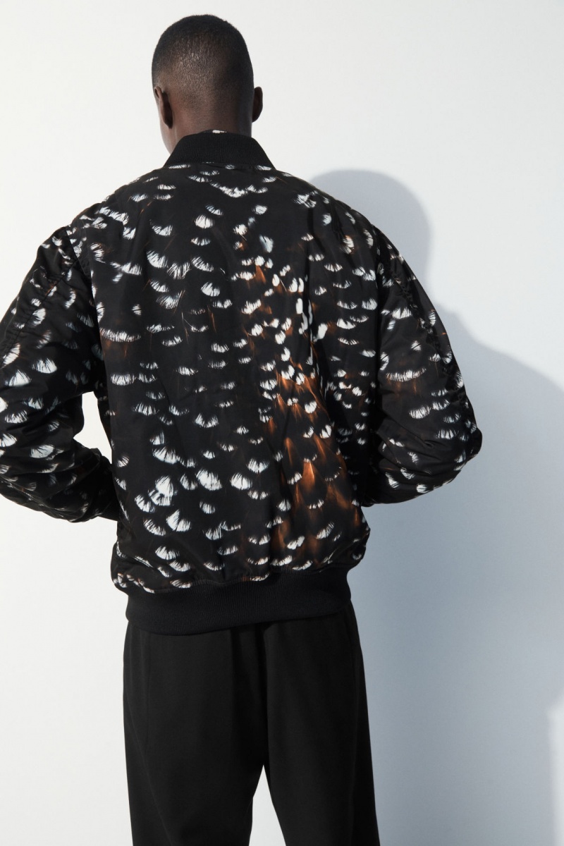 Men's COS The Feather-Print Bomber Jackets Black NZ-68KJDMZBC
