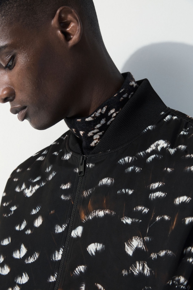 Men's COS The Feather-Print Bomber Jackets Black NZ-68KJDMZBC