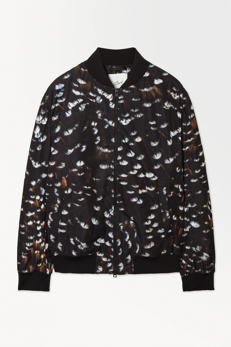 Men's COS The Feather-Print Bomber Jackets Black NZ-68KJDMZBC