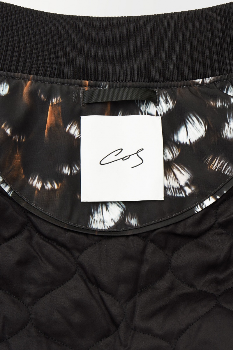 Men's COS The Feather-Print Bomber Jackets Black NZ-68KJDMZBC