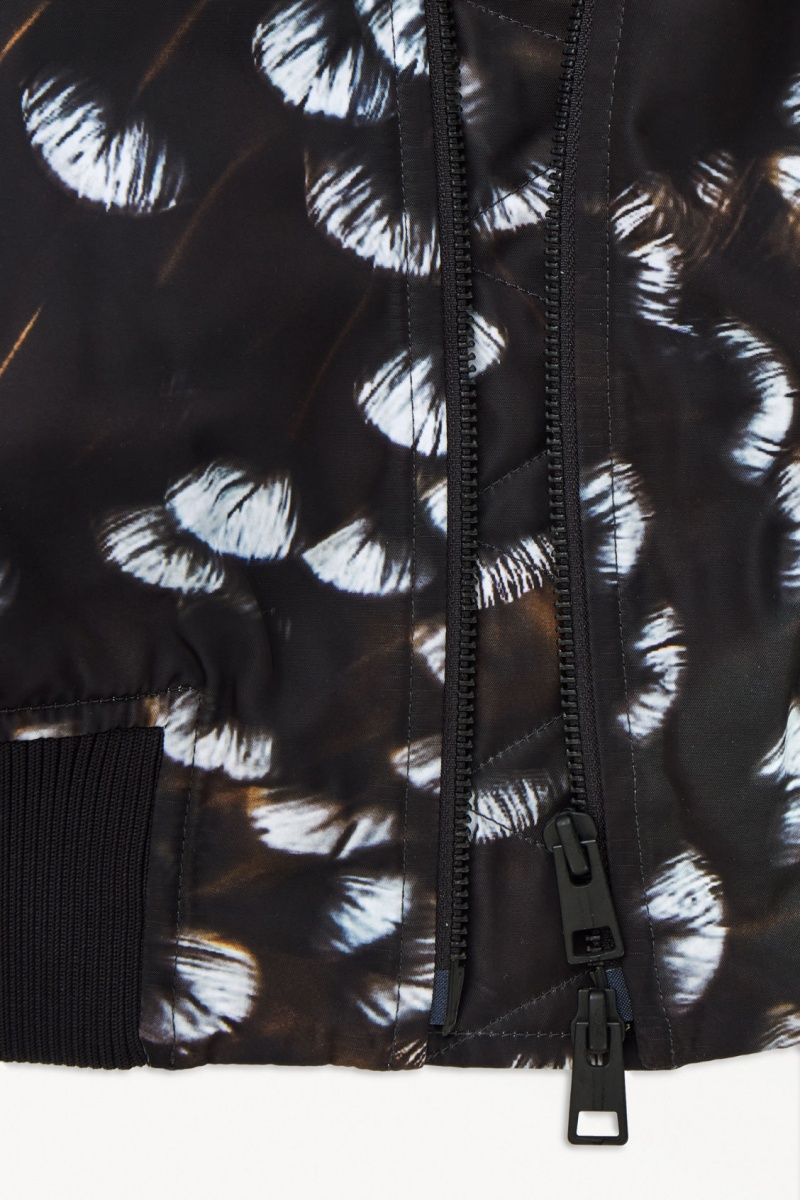 Men's COS The Feather-Print Bomber Jackets Black NZ-68KJDMZBC